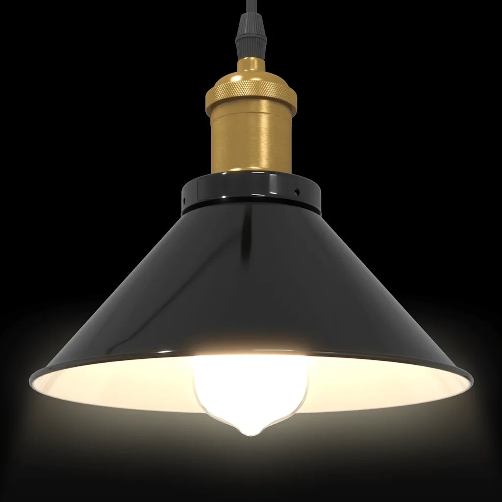 Lampada a Sospensione Regolabile E27 Nero Lucido ?22 cm Metallo CFW5282380