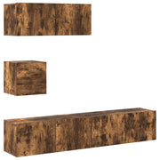 Set di Mobili Porta TV 4 pz | Armadietto TV | Mobile Porta TV Rovere Fumo in Legno Multistrato