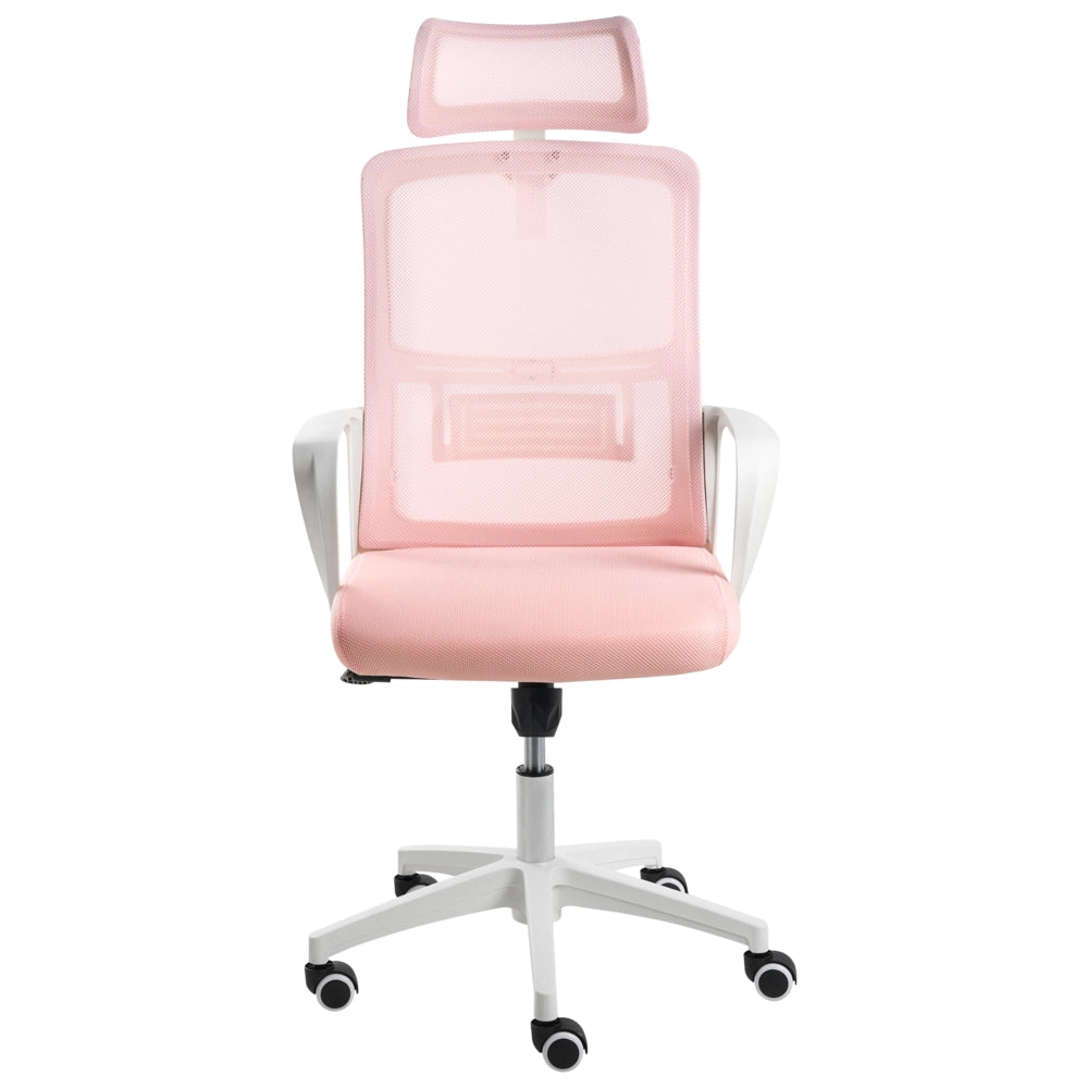 Sedia da ufficio con base girevole e poggiatesta regolabile in altezza con rete Home Office Rosa pastello stile moderno