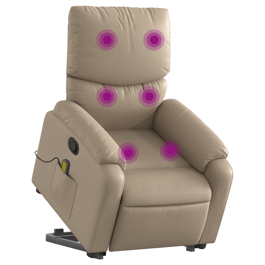 Poltrona Alzapersone Massaggi Reclinabile Cappuccino Similpelle 3204899