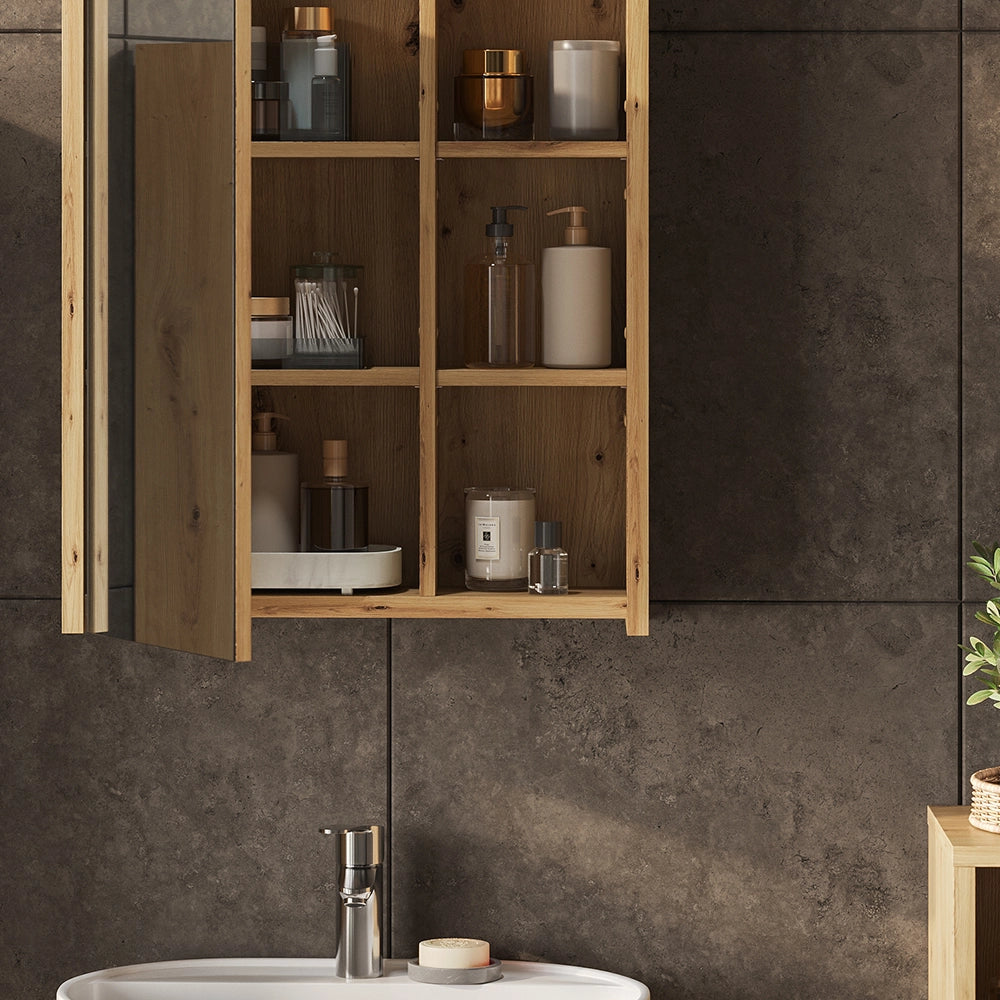 Specchio contenitore bagno Viola Cachemire/Rovere artigianale 60 x 75 cm Vicco