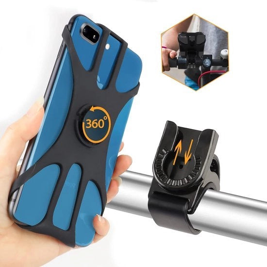 Supporto per smartphone per bicicletta, supporto universale 360 gradi, compatibile con iPhone 13/12/11/Pro MAX/Pro/Mini/SE/XS, per smartphone da 4,5-7 pollici (11,4-17,8 cm)