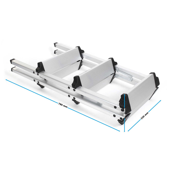 Scaletta pieghevole in alluminio, max 150kg, scala a pioli con 2x3 gradini, antiscivolo, 73 cm