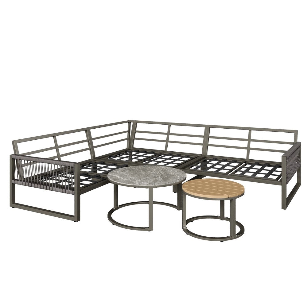 Set Divano Angolare da Giardino 6-7 Posti con Cuscini ¨C Xylo ¨C Polyrattan, Grigio