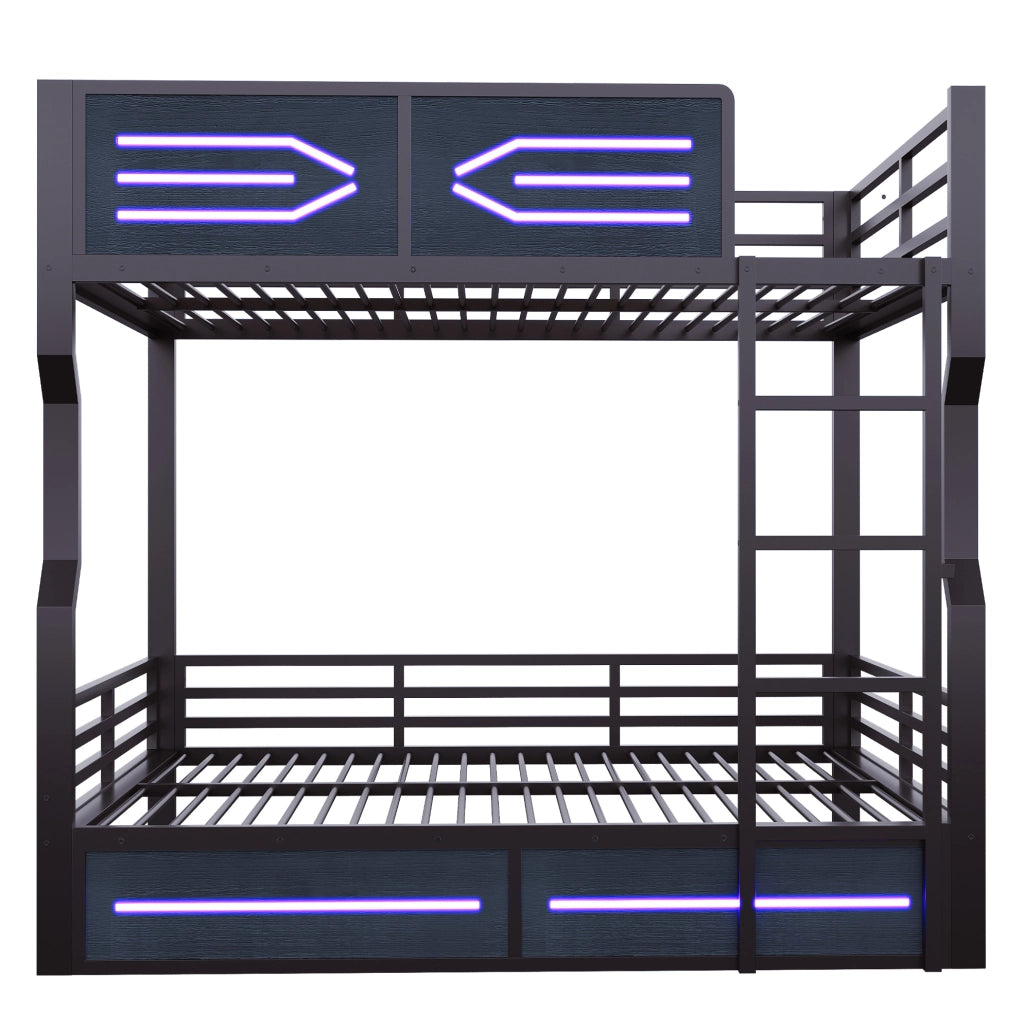 Letto a castello multifunzione 140 x 200 cm con LED nero