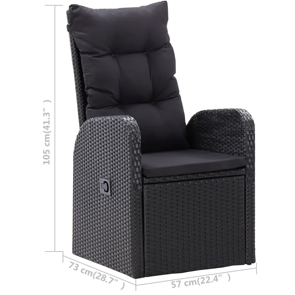 Set Mobili da Pranzo per Giardino 5 pz Nero 3067811
