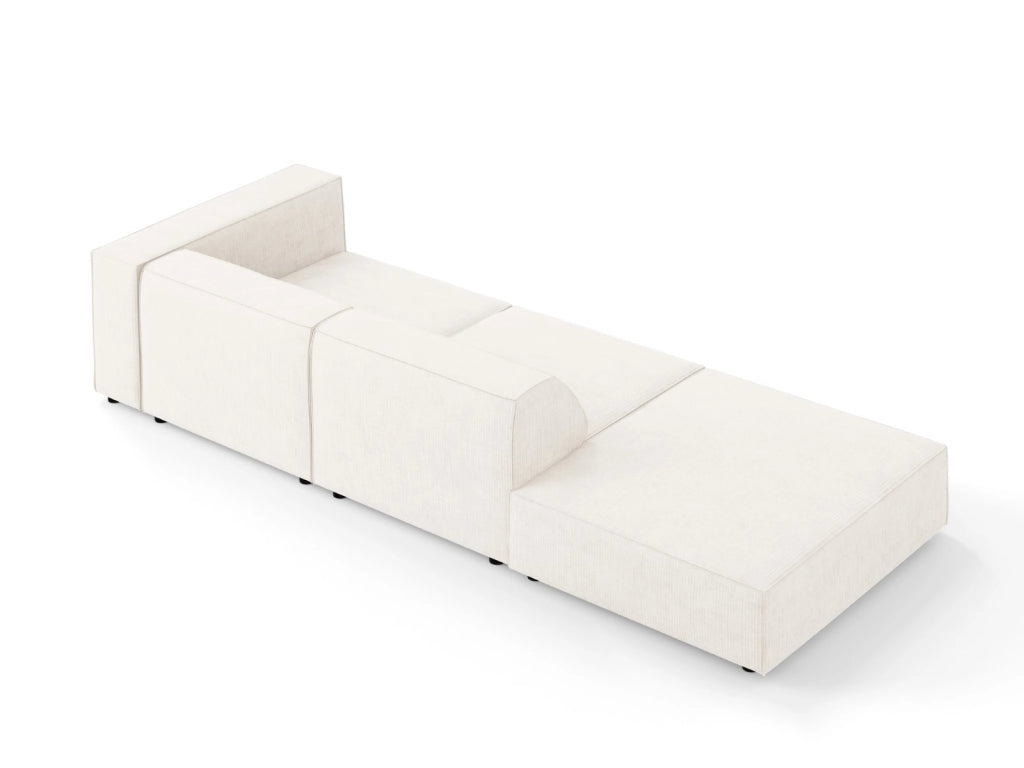 Cosmopolitan Design - Divano sinistro "Arendal" 4 posti in ciniglia con effetto a coste avorio 