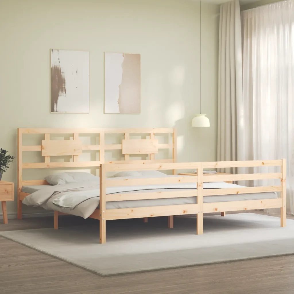 Giroletto con Testiera-Struttura Letto con testiera 200x200 cm in Legno Massello 119400