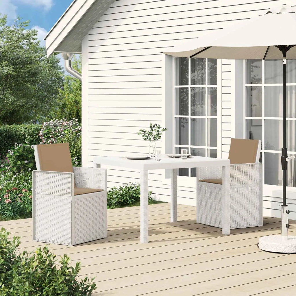 Set da Pranzo per Giardino 3 pcs Bianco e Tortora PP 3430049