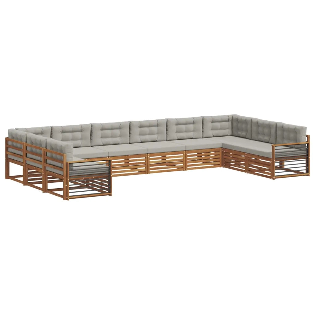 Set divani con cuscino 10 pcs Grigio Naturale e Chiaro