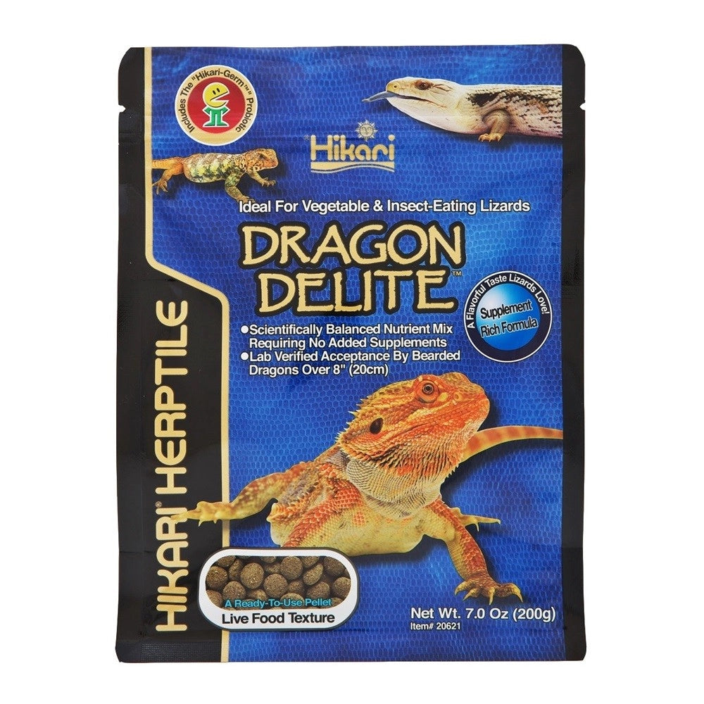 Hikari Dragon Delite 200g - alimento in pellet per Draghi Barbuti e altri rettili onnivori