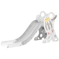 Scivolo per Bambini 18-36 Mesi in PE e PP a Tema Spaziale con Scale Antiscivolo, 157x46.5x80 cm, Grigio e Bianco