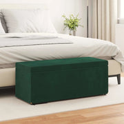 Pouf Verde Scuro Velluto e Legno Ingegnerizzato