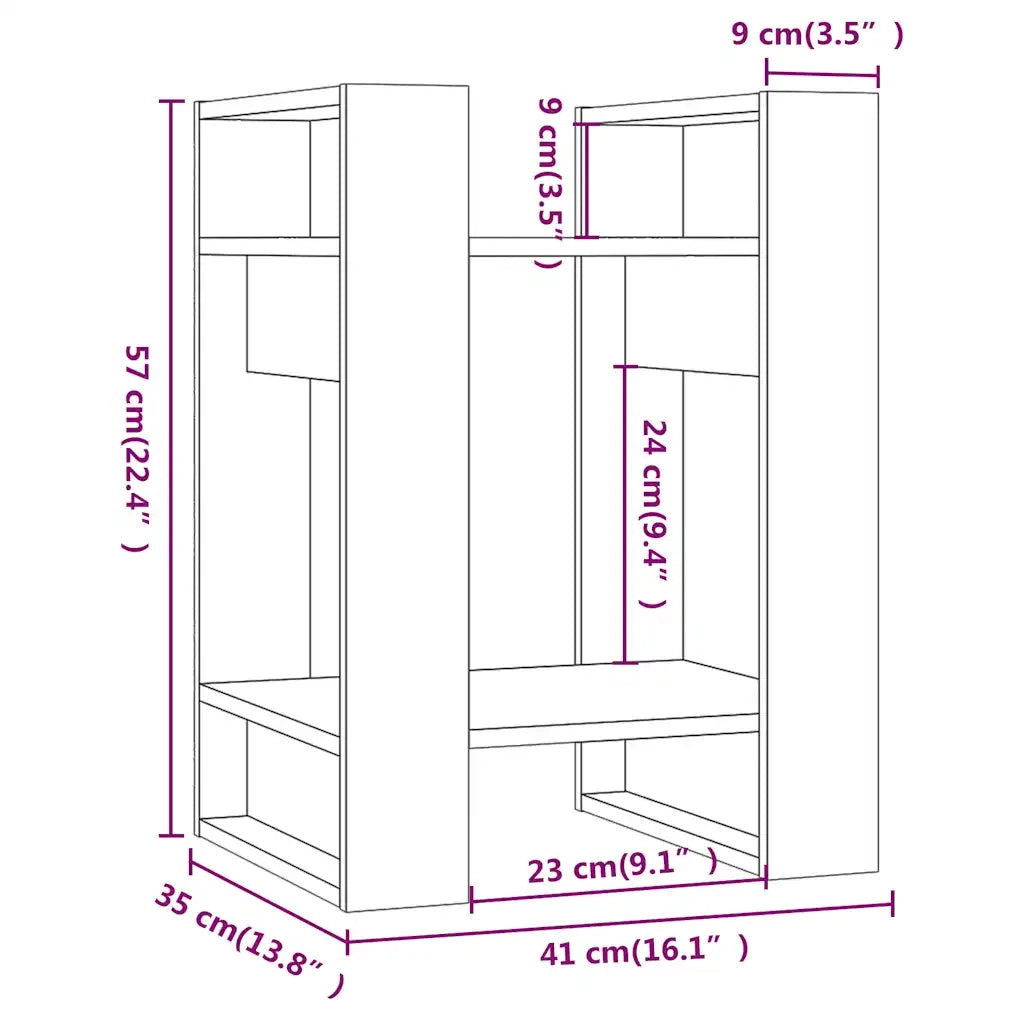 Libreria Divisorio-Scaffale per Libri-Mobile di Stoccaggio Nero 41x35x57 cm in Legno Massello di Pino