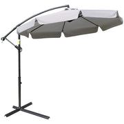 OMBRELLONE DA GIARDINO A BRACCIO CON APERTURA A MANOVELLA IN METALLO E POLIESTERE Ø 2.7X2.7 M GRIGIO CHIARO