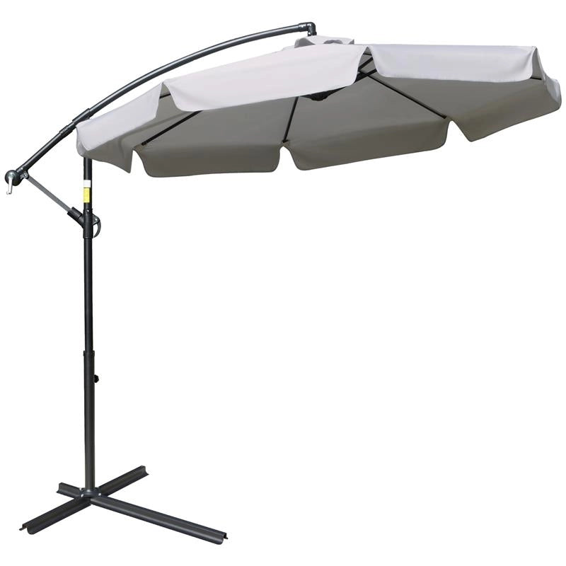 OMBRELLONE DA GIARDINO A BRACCIO CON APERTURA A MANOVELLA IN METALLO E POLIESTERE Ø 2.7X2.7 M GRIGIO CHIARO