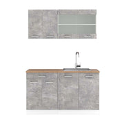 Vicco Cucina monoblocco Cemento/Bianco 140 cm , PL Rovere