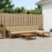 Set di divani da esterno con cuscino 6 pcs Naturale e Beige