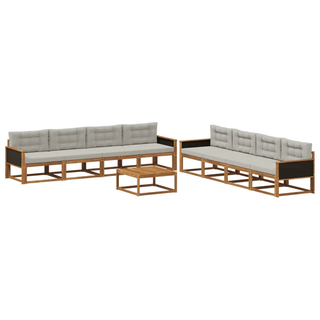 Set di divani da esterno 9 pcs Naturale e Grigio chiaro 3382434