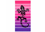 Telo Mare Jacquard Spugna Asciugamano Spiaggia Disegno Gecko - Telo Mare - Viola D2