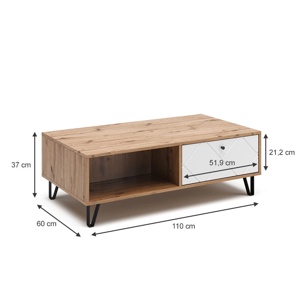 Vicco Tavolino Rovere artigianale 110 x 60 cm