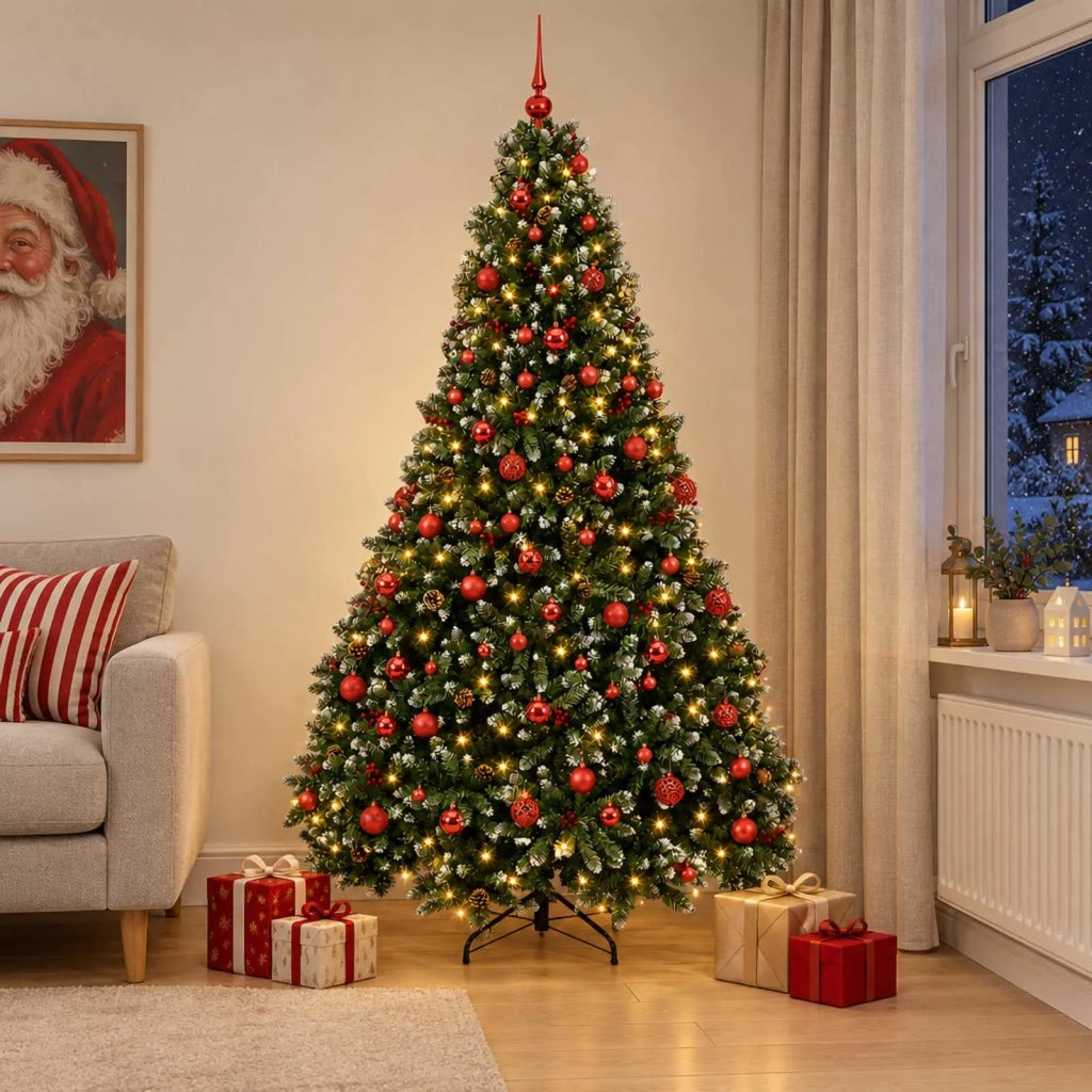Albero di Natale artificiale verde con palline 210 cm 300 LED 3466886