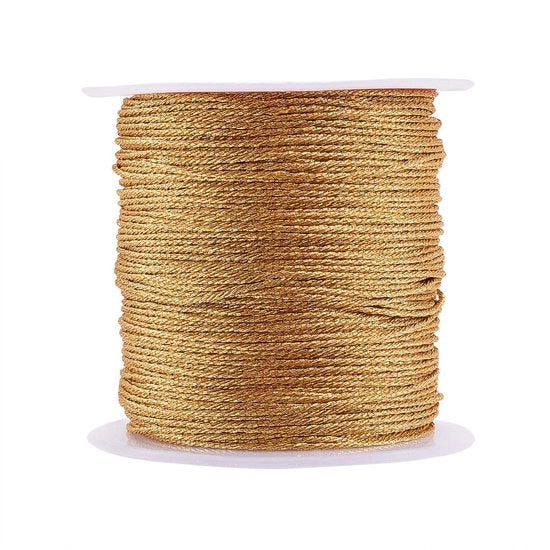 Corda in Oro - Lunghezza 25 m - Diametro 0,8 mm - Materiale Resistente - Adatto per la Creazione di Gioielli - Utile per il Maglieria e il Tintinnare - Corda per Gioielli
