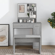 Toeletta con Specchio-Tavolo da Vanit¨¤ Grigio Sonoma 86,5x35x136 cm