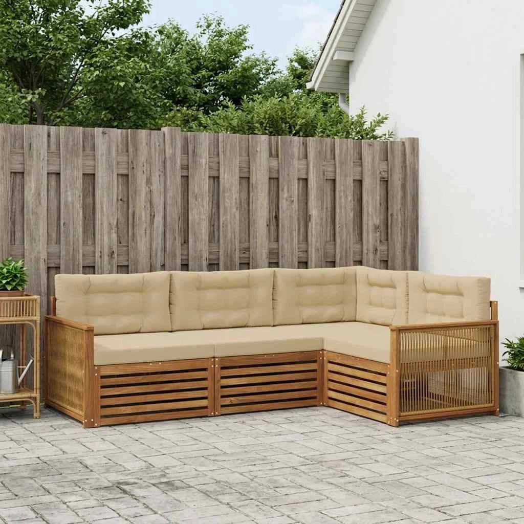 Set di divani da esterno 4 pz Naturale e Beige 3383301