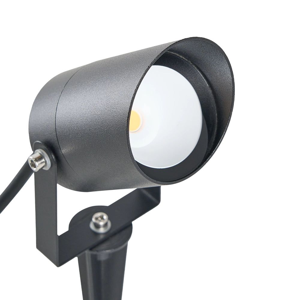 Set di 2 faretti da esterno a LED con picchetto in alluminio nero per giardino, stile moderno