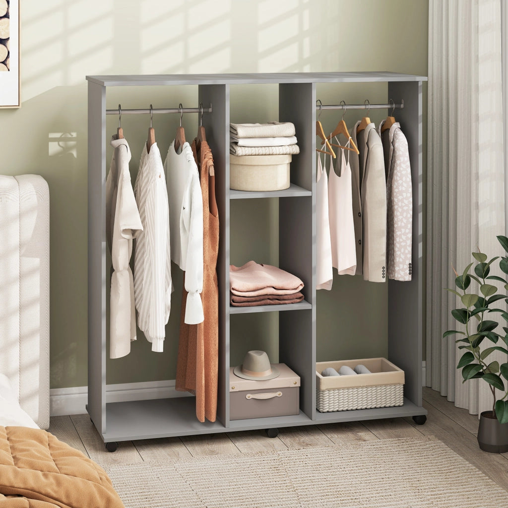 Armadio scorrevole con appendiabiti ¨C zephmum ¨C grigio 120x40x128 cm