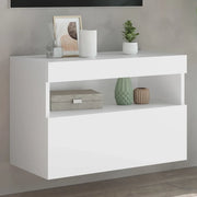 Mobile TV a Parete con Luci LED Bianco 60x30x40 cm