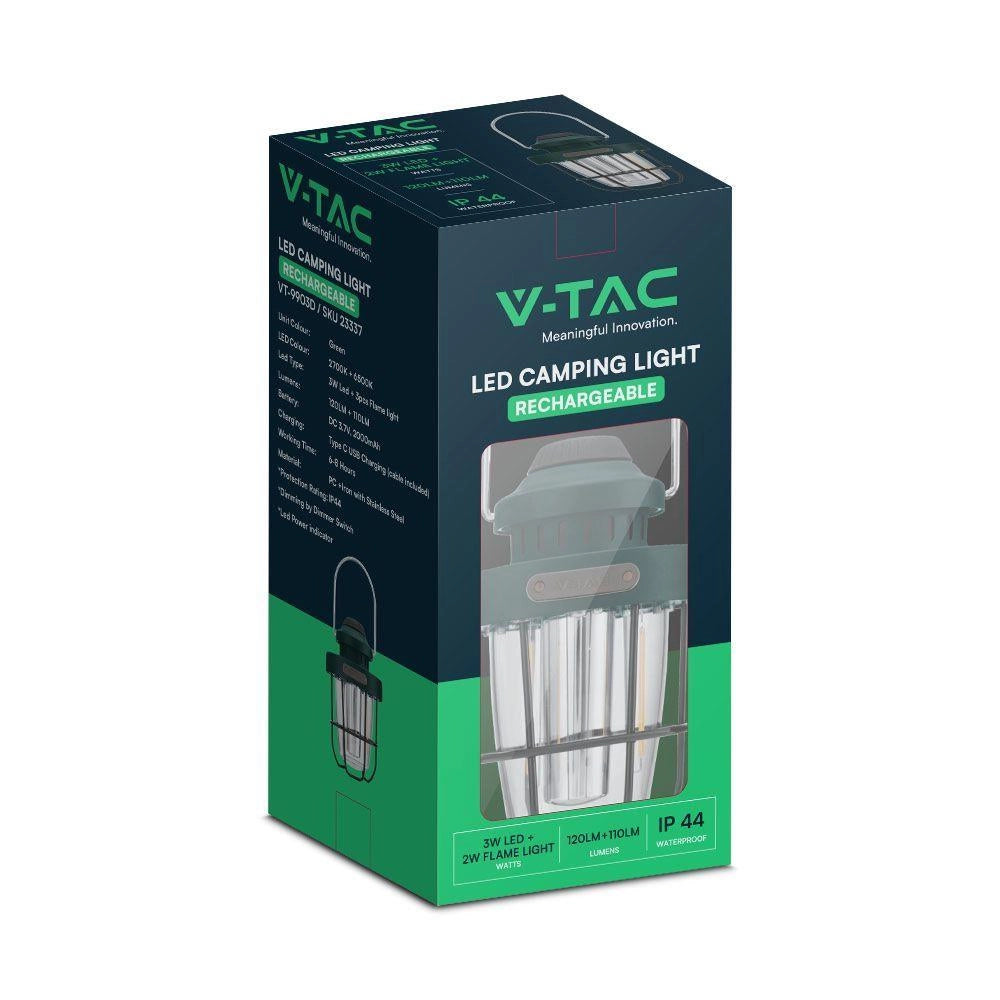 Lanterna campeggio LED V-TAC 5W 230lm USB-C IP44 dimmer