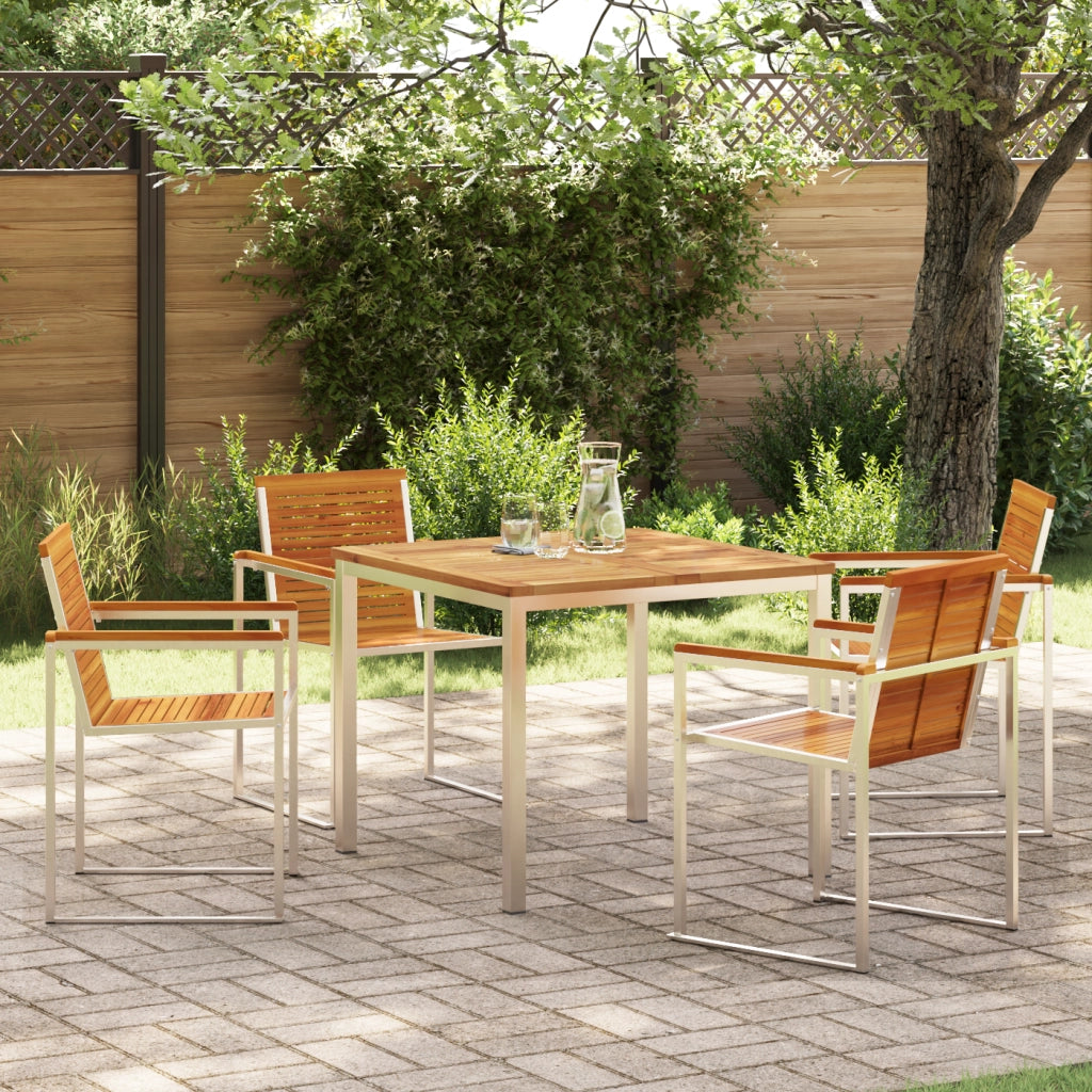 Set da Pranzo da Giardino 5 Pezzi  in Legno Solido di Acacia