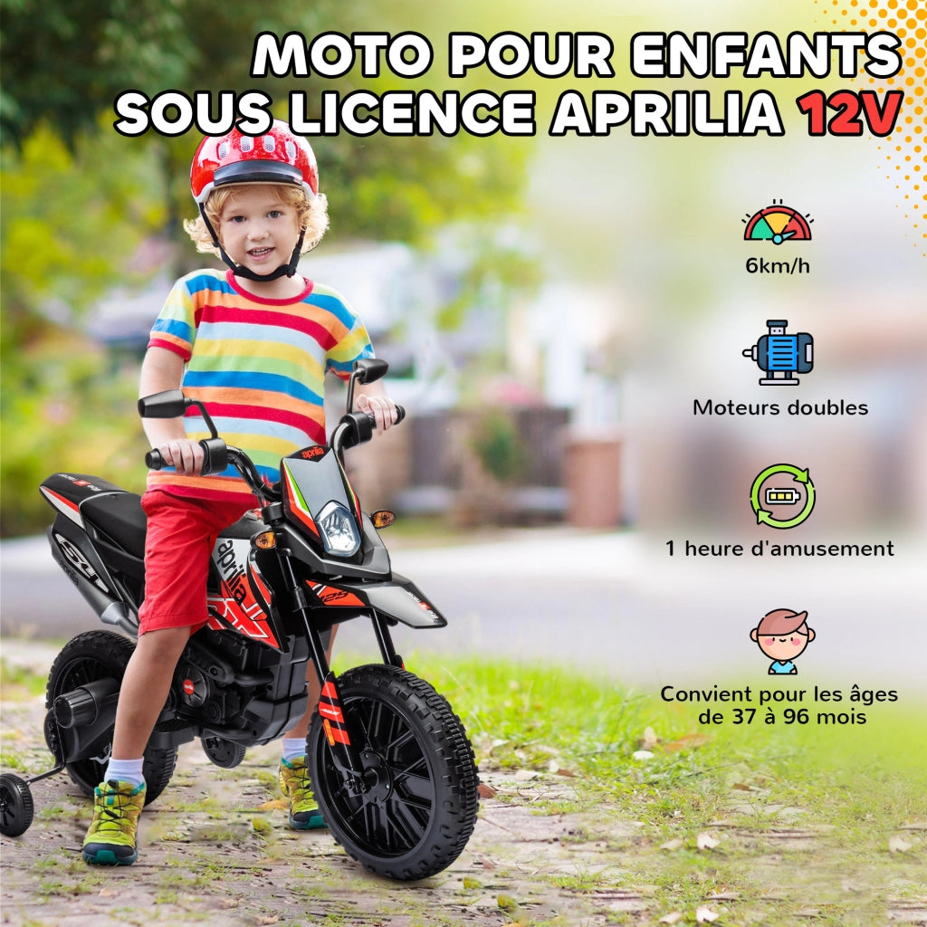 Moto Elettrica Aprilia per Bambini ¨C Xylo ¨C 12V 2 Motori LED Rosso