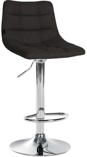 Sgabello Jerry in tessuto nero,cromo