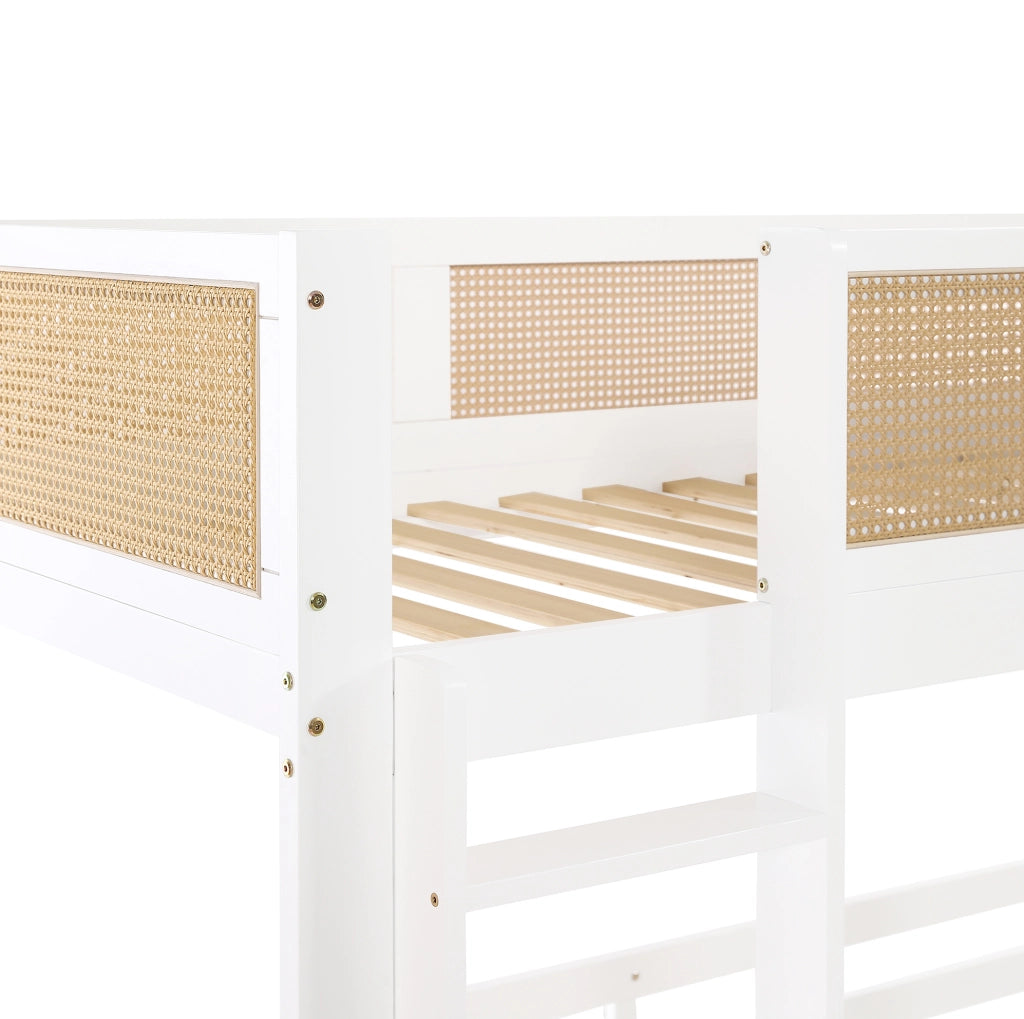 Letto a castello per bambini con 3 cassetti e scala a 4 gradini 90x200 cm