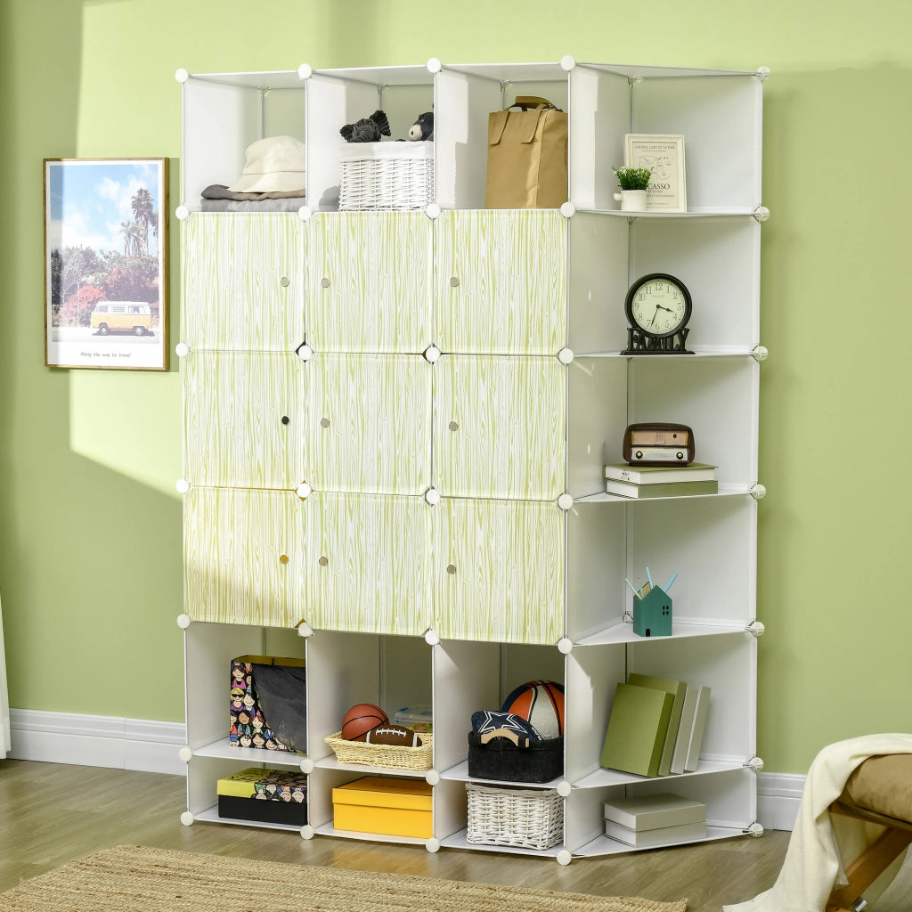 Easycomfort Mobile Scarpiera Modulare Salvaspazio, Pannelli a Cubo e Triangolo in PP e Acciaio, 145x47x196 cm, Bianco