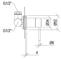 Miscelatore Rubinetto Monocomando per Doccia da Incasso Satinato Tevere