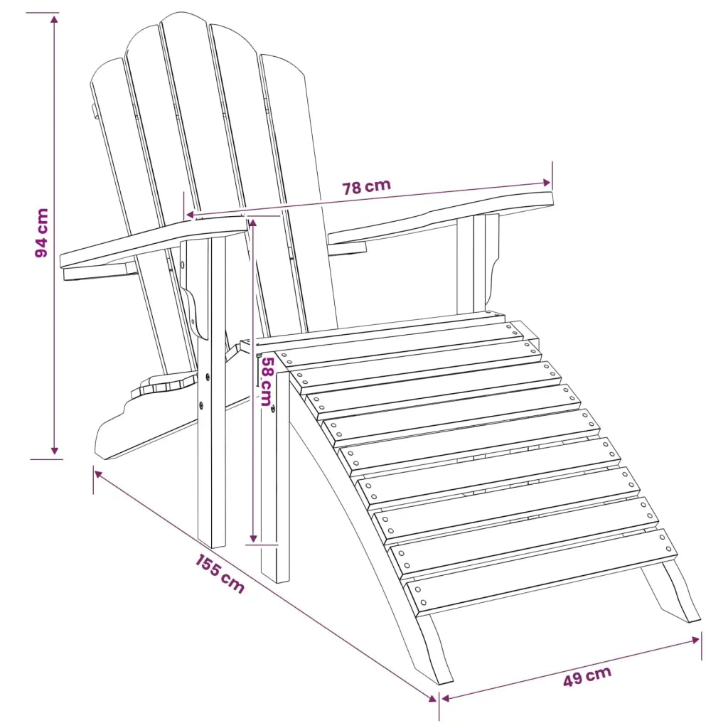 Sedia Adirondack da Giardino con Poggiapiedi Naturale 42041352