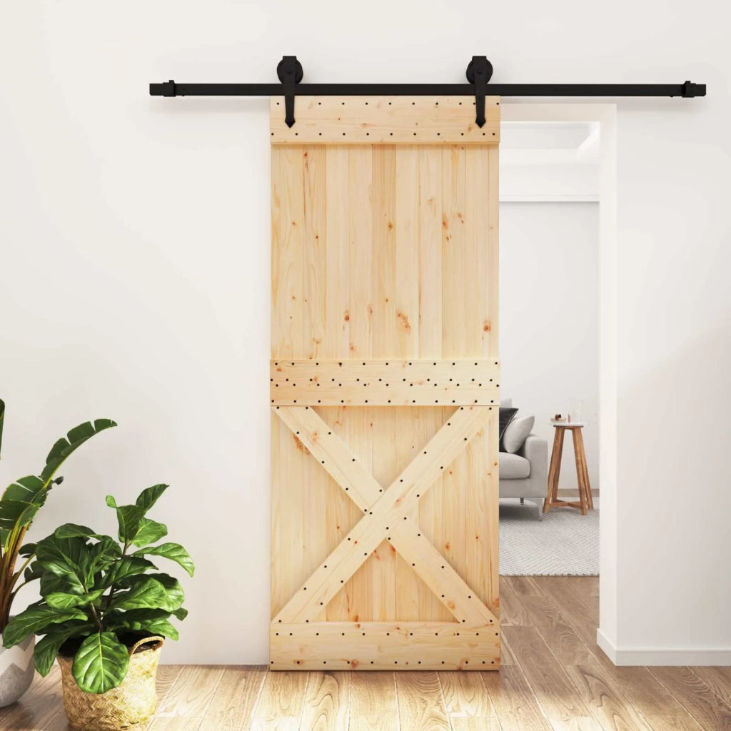 Porta scorrevole Naturale e Nero 85 x 210 cm 3445166
