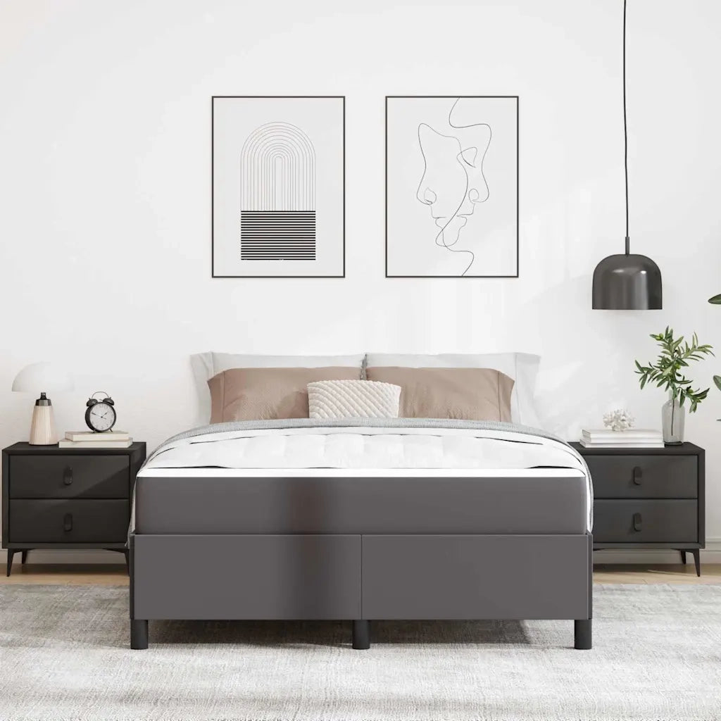 Struttura del letto con materasso Grigio 140 x 190 cm Tessuto