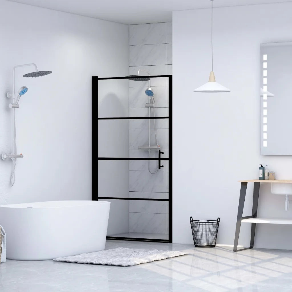 Porta per Doccia in Vetro Temperato 91x195 cm Nera CFW6539267