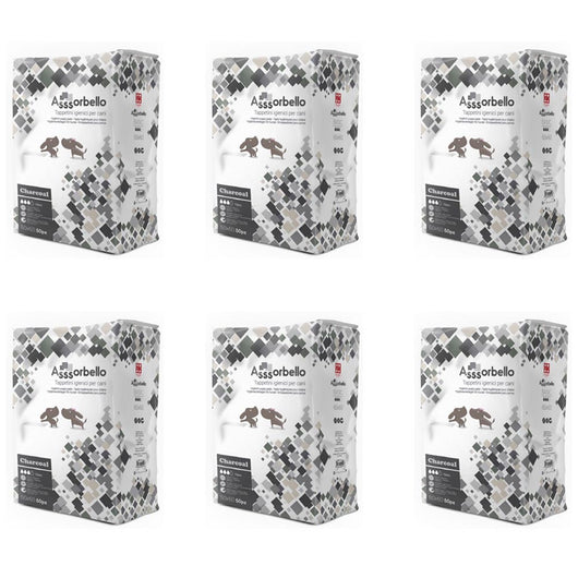 Multipack 6 confezioni assorbello tappetini igienici carbone attivo charcoal per cani 60x60