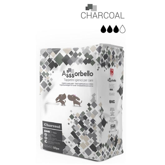 Multipack 6 confezioni assorbello tappetini igienici carbone attivo charcoal per cani 60x60