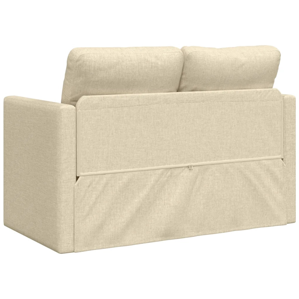 Divano Letto da Terra 2 in 1 Crema 112x174x55 cm Tessuto
