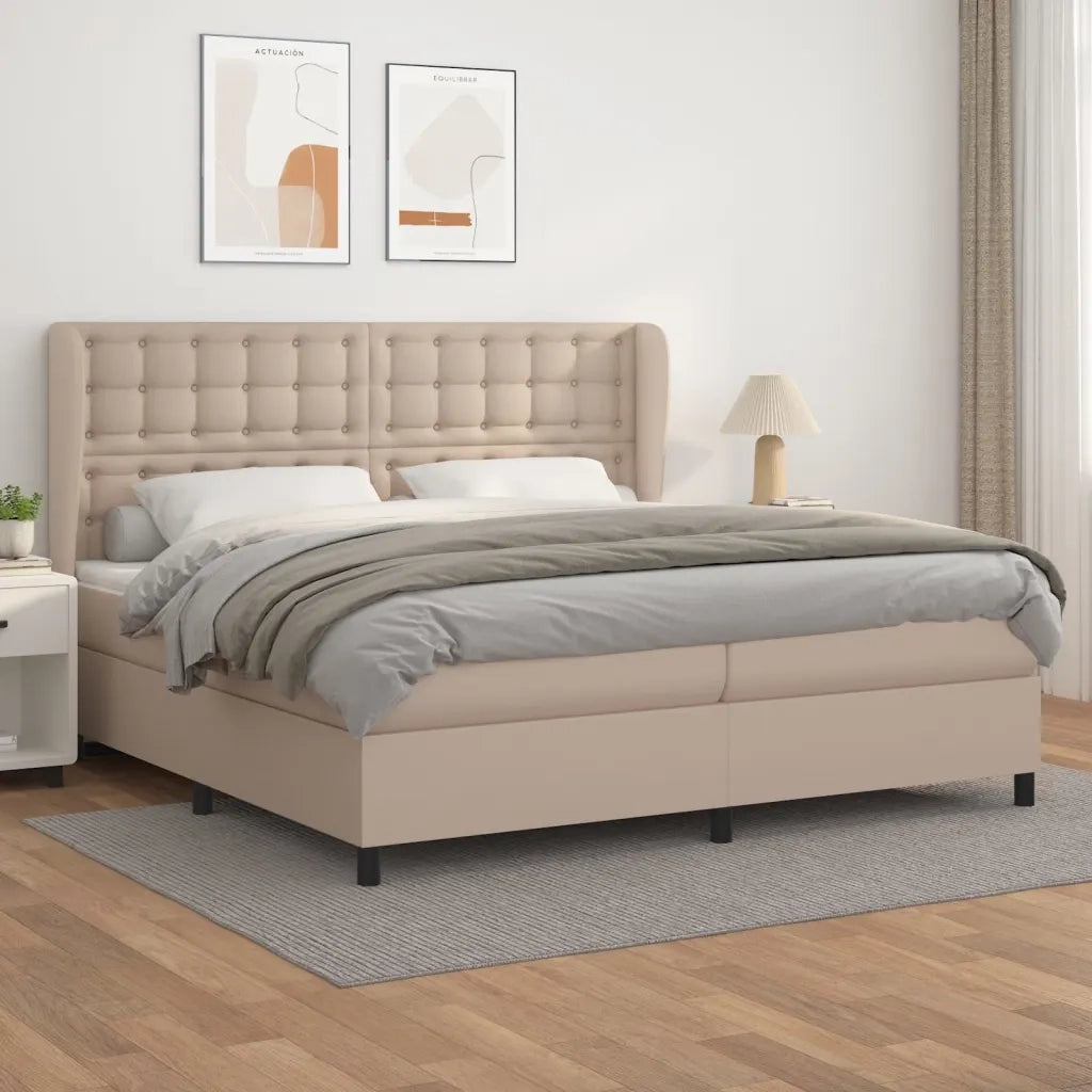 Giroletto a Molle con Materasso Cappuccino 200x200cm Similpelle 3129056