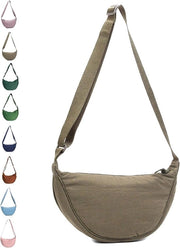 Borsa da Spalla in Nylon a forma di Mezza Luna per Donna