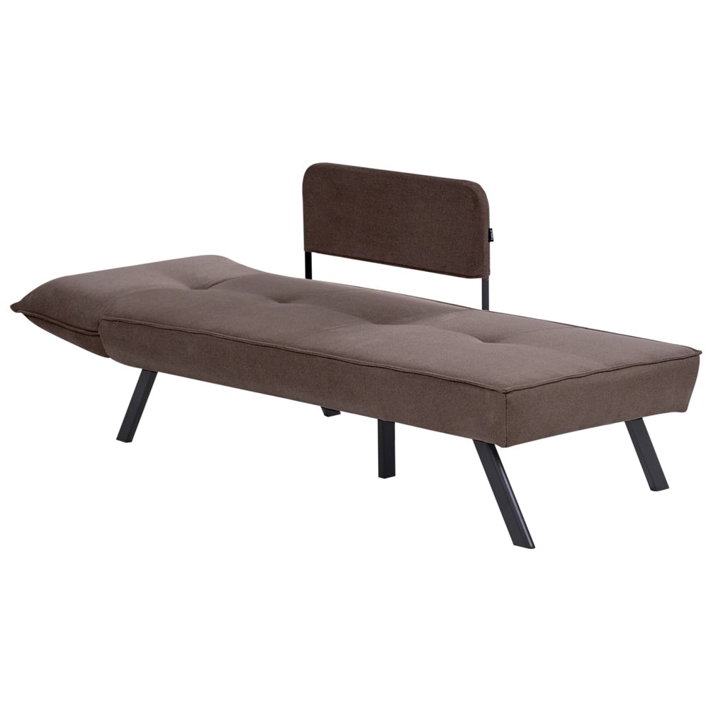 Chaise longue sinistra in tessuto marrone con schienale regolabile e funzione letto con cuscino idrorepellente