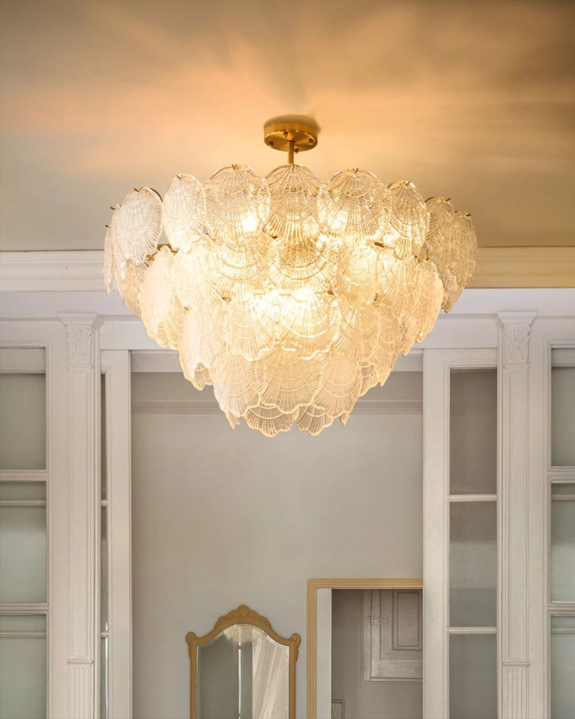 Lampadario in ottone, metallo e vetro ⌀ 80 cm Lampada a sospensione stile glamour